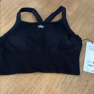 ALO Yoga Black Ribbed Seamless Bra Tank